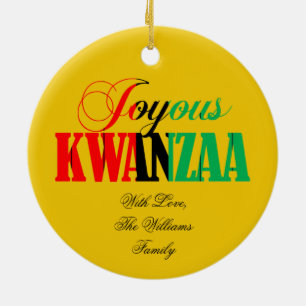 Ornamento De Cerâmica Cores de Velas de Kinara Joyous Kwanzaa