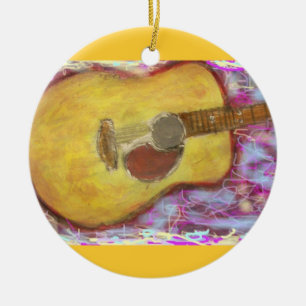 Ornamento De Cerâmica Cores de Violão Acústico