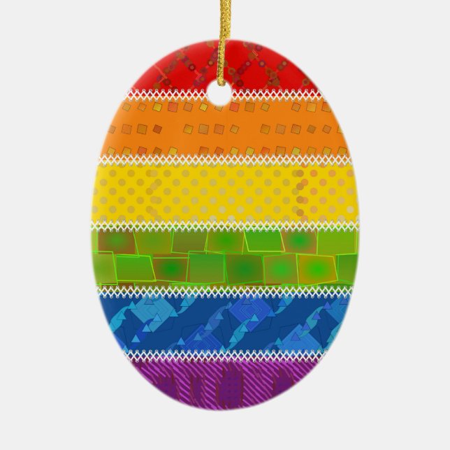 Ornamento De Cerâmica Cores do orgulho gay (Frente)