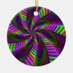 Ornamento De Cerâmica Cores Neon, Padrão De Arte Fractal E Colorida