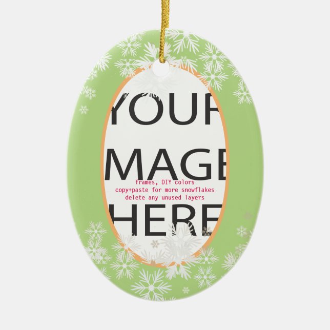 Ornamento De Cerâmica Cores PixDezines Custom Photo Frame/DIY (Frente)