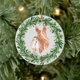Ornamento De Cerâmica Corgi Butt Holiday Christmas wreath