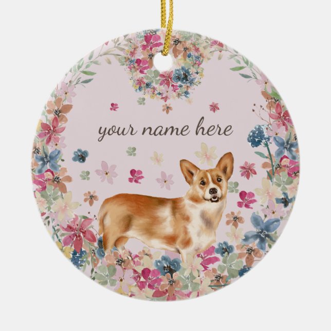 Ornamento De Cerâmica Corgi Cachorro impressão (Frente)