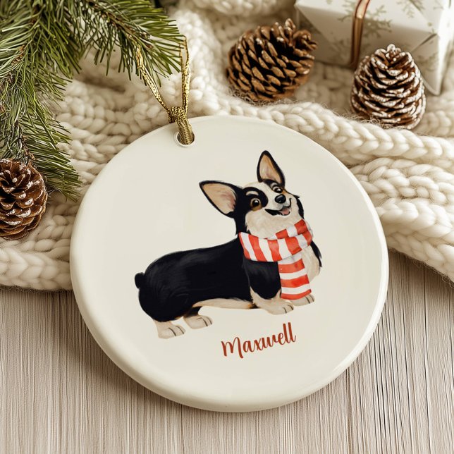 Ornamento De Cerâmica Corgi Cachorro Natal (Criador carregado)