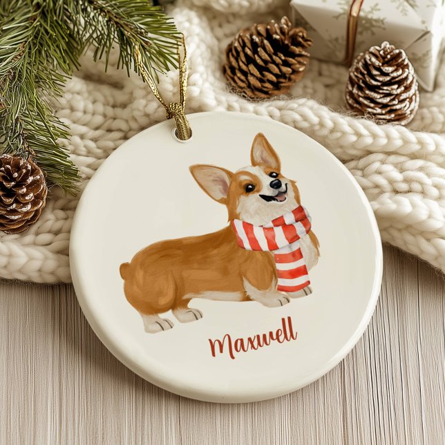 Ornamento De Cerâmica Corgi Cachorro Natal (Criador carregado)