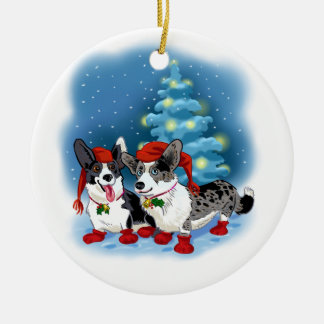 Ornamento De Cerâmica Corgi Christmas