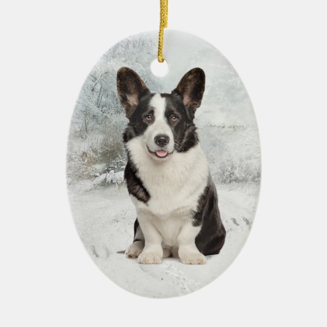 Ornamento De Cerâmica Corgi Christmas (Frente)