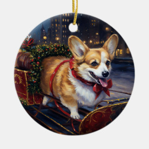 Ornamento De Cerâmica Corgi Christmas Fesason Season