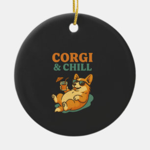 Ornamento De Cerâmica Corgi e Descontrair