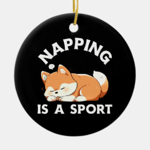 Ornamento De Cerâmica Corgi Engraçado Dormindo é um Esporte para Amantes