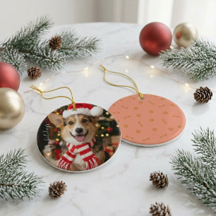 Ornamento De Cerâmica Corgi Festivo Chapéu de Papai Noel Natal