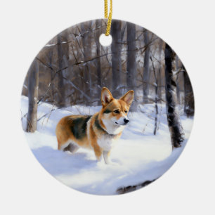 Ornamento De Cerâmica Corgi Let It Snow Natal