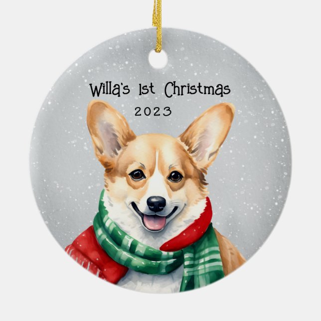 Ornamento De Cerâmica Corgi Personalizado (Traseira)