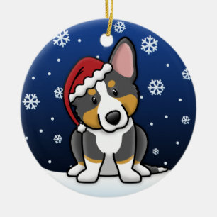 Ornamento De Cerâmica Corgi Tricolor de Galês do casaco de lã dos