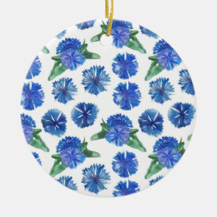 Ornamento De Cerâmica Cornflowers bonitos do azul da aguarela