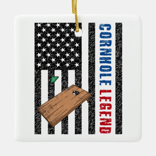 Ornamento De Cerâmica Cornhole Legend USA (Frente)