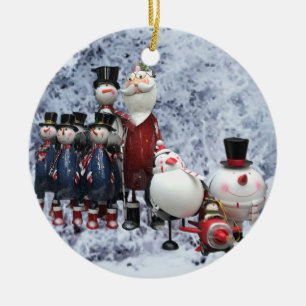Ornamento De Cerâmica Coro de estanho de Natal, com Papais noeis, Snowma