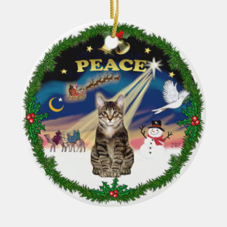 Ornamento De Cerâmica Coroa da Paz - Gato Tigre Tabby