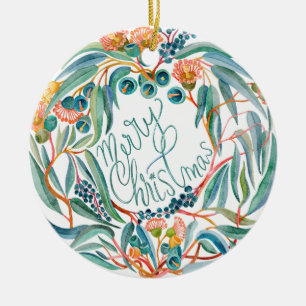 Ornamento De Cerâmica Coroa de Natal Australiana Alegre