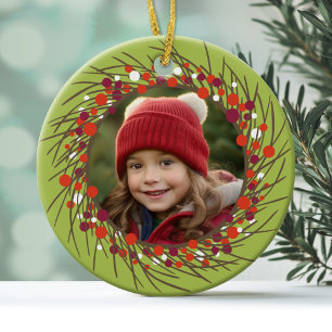 Ornamento De Cerâmica Coroa de Natal com Foto - Moderne Baga