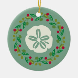 Ornamento De Cerâmica Coroa de Natal de Concha de Dólar de Areia
