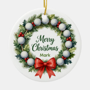 Ornamento De Cerâmica Coroa de Natal de Golfe