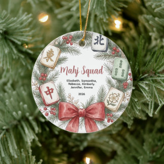 Ornamento De Cerâmica Coroa de Natal do Grupo Mahj Squad
