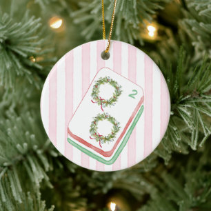 Ornamento De Cerâmica Coroa de Natal Mahj-y Mahjong 