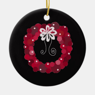 Ornamento De Cerâmica Coroa de Natal Vermelha Elegante