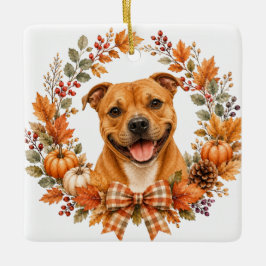 Ornamento De Cerâmica Coroa de Outono Staffie