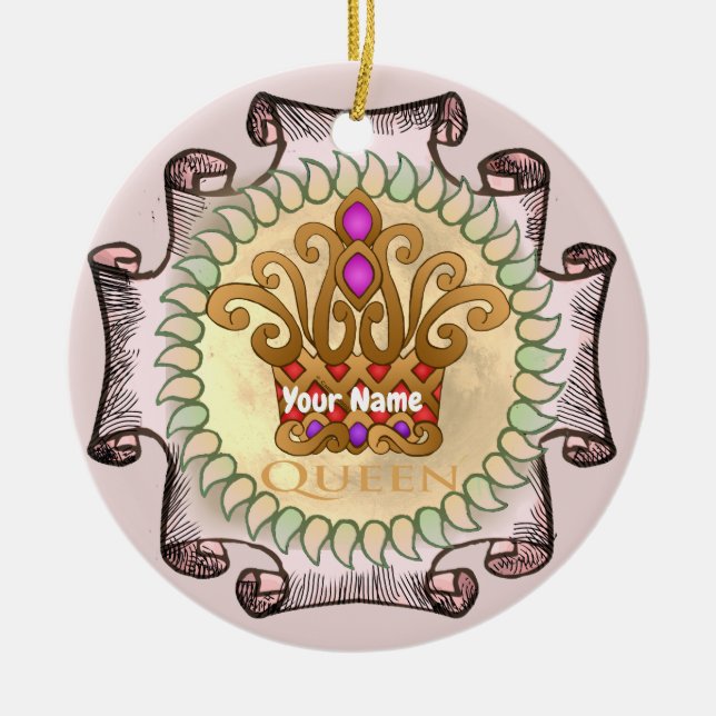 Ornamento De Cerâmica Coroa de Rainha Chique  (Frente)
