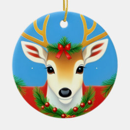 Ornamento De Cerâmica Coroa de Rena Festiva Iluminada ❄️ Natal