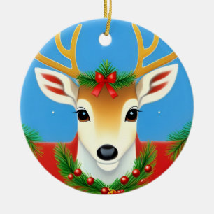 Ornamento De Cerâmica Coroa de Rena Festiva Iluminada ❄️ Natal