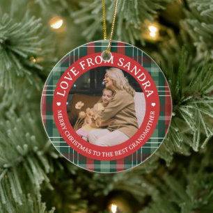 Ornamento De Cerâmica Coroa de Xadrez Moderna Avó Foto Natal