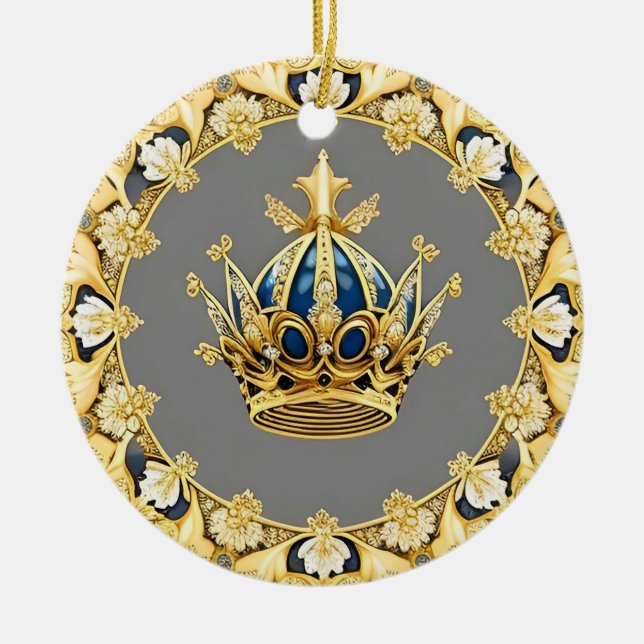 Ornamento De Cerâmica Coroa Dourada Elegante (Frente)
