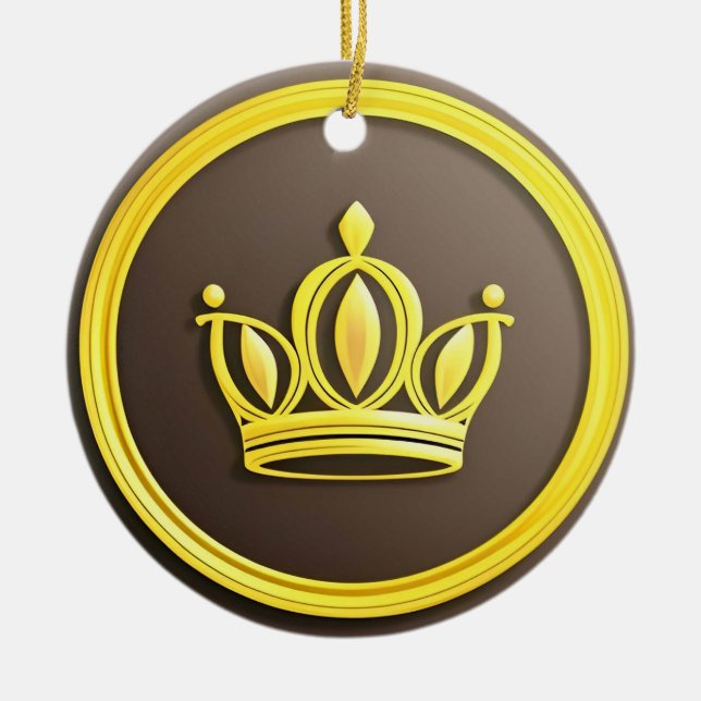 Ornamento De Cerâmica Coroa Dourada Elegante (Frente)