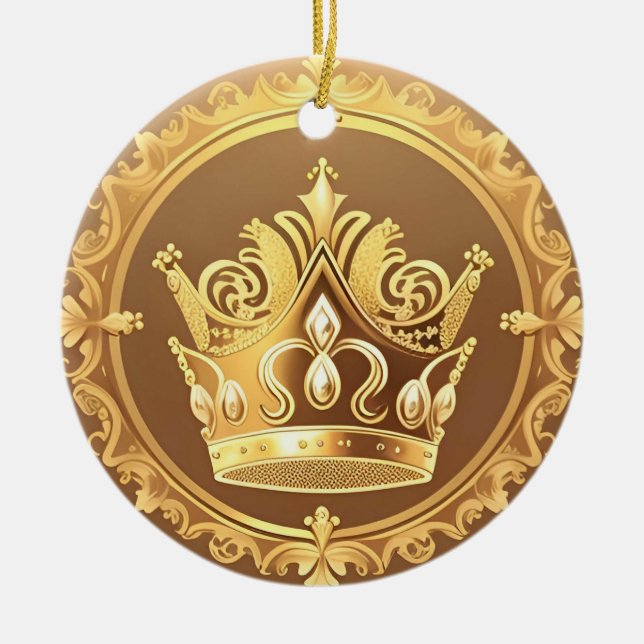 Ornamento De Cerâmica Coroa Dourada Elegante (Frente)