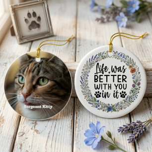 Ornamento De Cerâmica Coroa Floral de Memorial para Animais Gato Lembran