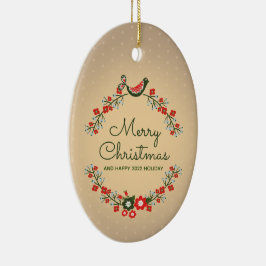 Ornamento De Cerâmica Coroa Floral Vintage Natal