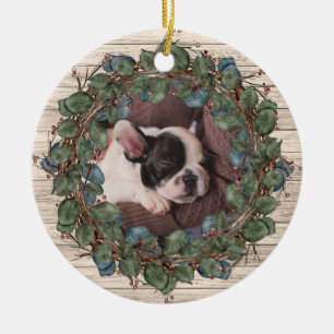 Ornamento De Cerâmica Coroa Rústica em Foto de Animal de Estimação em Ma