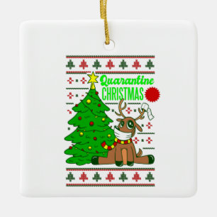 Ornamento De Cerâmica coronavírus face mask rendeer christmas travament