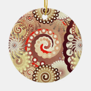 Ornamento De Cerâmica Corpo de espiral fractal, chocolate e creme
