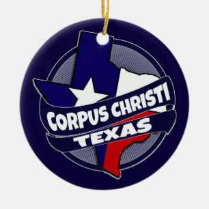 Ornamento De Cerâmica Corpus Christi Texas, sinalizador de férias destru