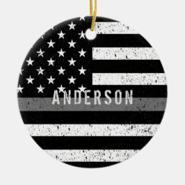 Ornamento De Cerâmica Correções afligidas Linha de Cinza fina com nome