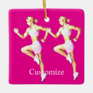 Ornamento De Cerâmica Corredora Feminina em Forma Thunder_Cove