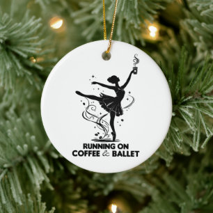Ornamento De Cerâmica Correndo Com Café E Ballet Professora Engraçada Da