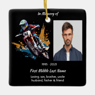 Ornamento De Cerâmica Corrida de Motocicleta Motocross Memorial Cristão