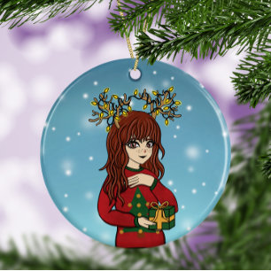 Ornamento De Cerâmica Corte de árvore cerâmica de animas japonesas e côm