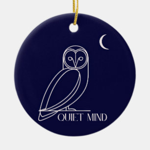 Ornamento De Cerâmica Coruja de Mente Silenciosa – Design Minimalista de