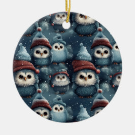 Ornamento De Cerâmica Coruja de Natal